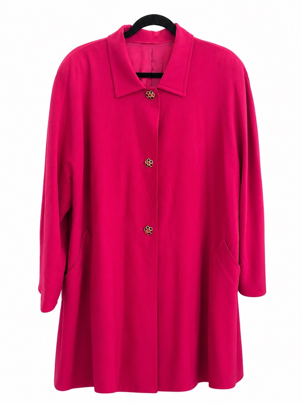 Marina Rinaldi Wool Pink Duster Coat with Jewel Buttons XL/XXL- Italy